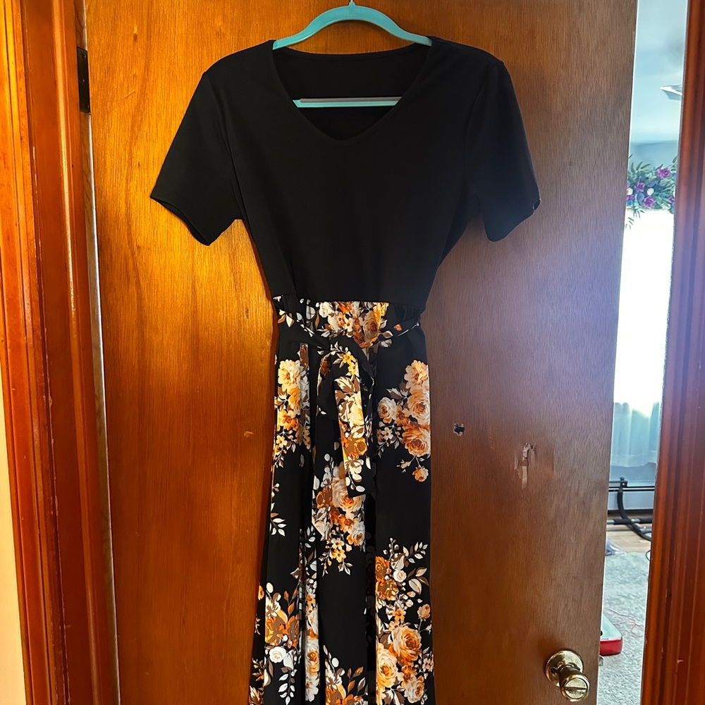 Floral Black Dress